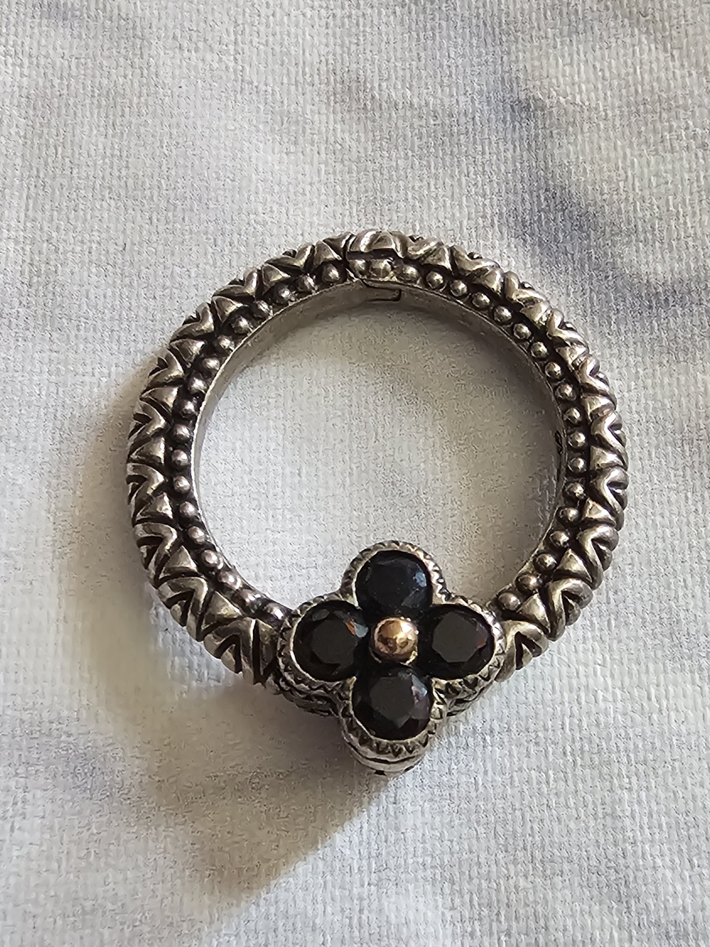 Barbara Bixby Sterling Silver 18K Yellow Gold Sapphire Toggle Clasp Ring 6 Grams